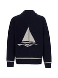 Sebago intarsia-knit shawl-collar cardigan