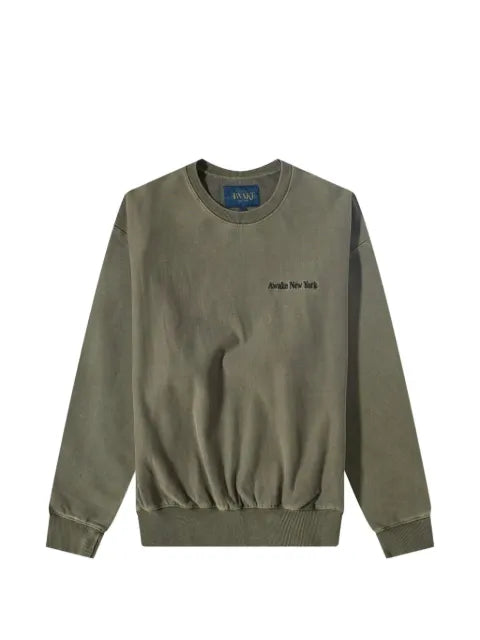 Awake NY pigment-dyed logo-embroidered crewneck sweatshirt