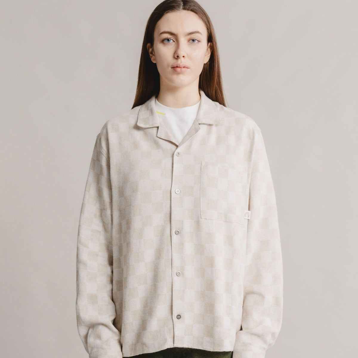 Heresy Trellis Revere Shirt: Ecru Check