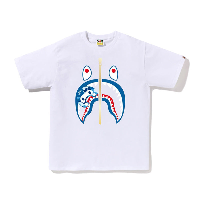 BAPE Ape Head Shark Print Unisex Casual T-Shirt