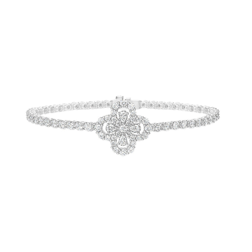Harry Winston Style Four-Leaf Clover Cubic Zirconia Bracelet