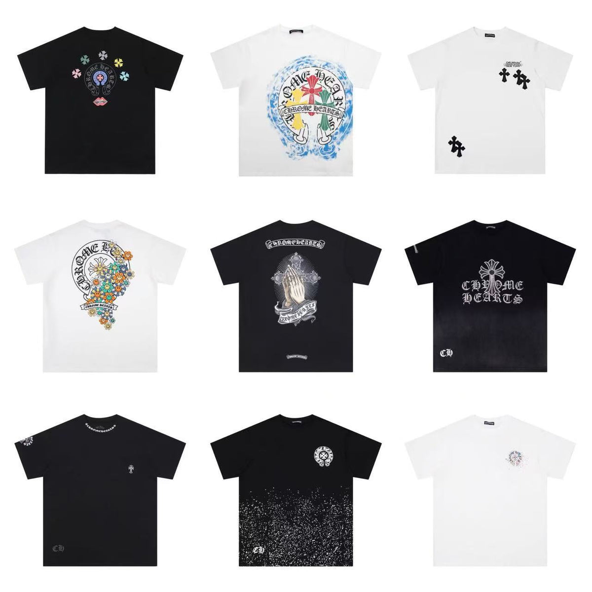 Chrome Hearts Horseshoe Cross Floral Crew Neck T‑Shirt Unisex