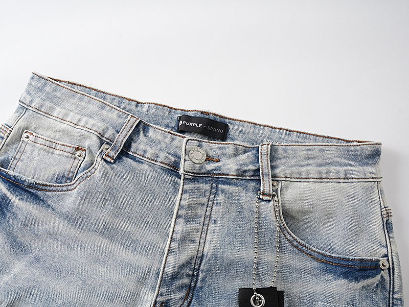 Purple Brand Light Blue Distressed Denim Shorts