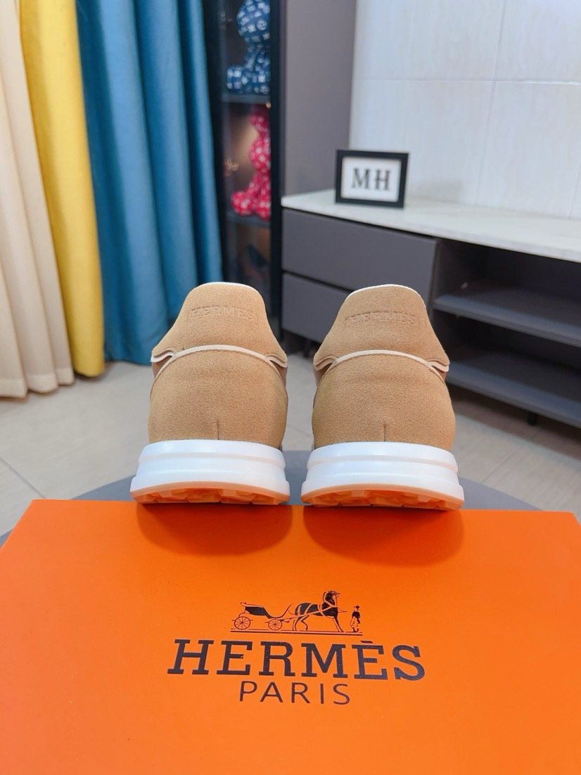 Hermès Tan H-Overlay Sneakers