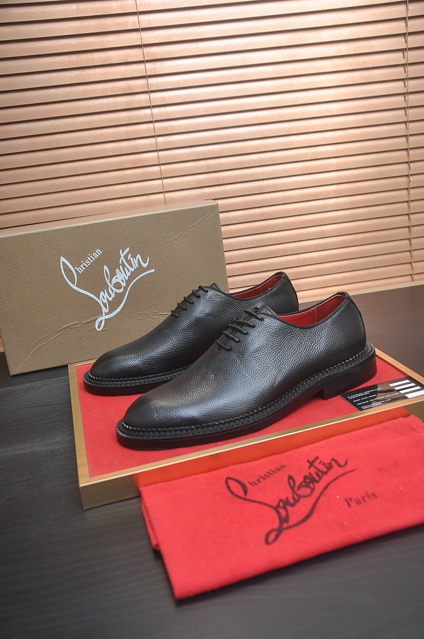 Christian Louboutin Black Red-Sole Lace-Up Dress Shoes
