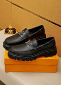 Louis Vuitton Black Textured Lug Sole Loafers