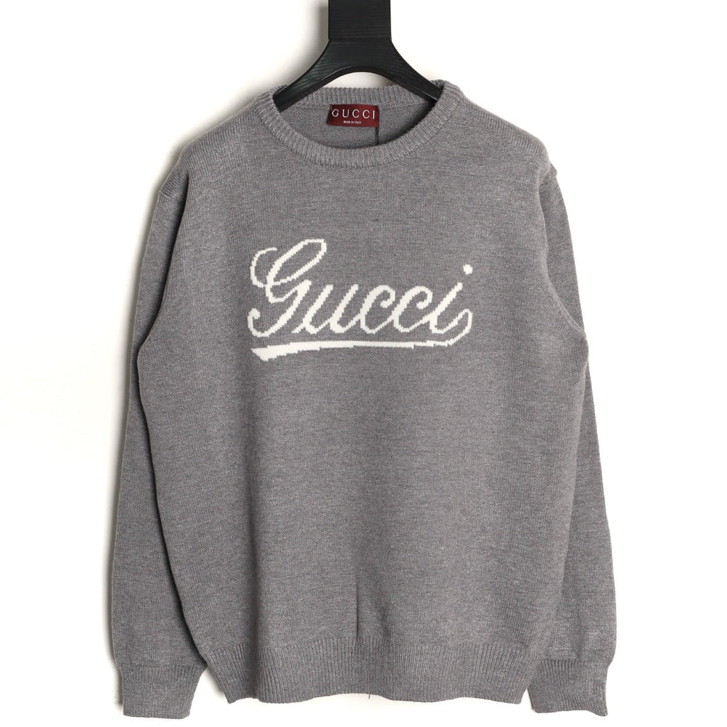 Gucci Signature-Logo Crewneck Sweater - Grey